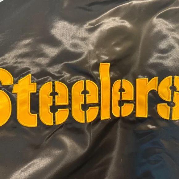 Pittsburgh Steelers Starter Enforcer Satin Varsity Full-Snap Jacket, Size: Large